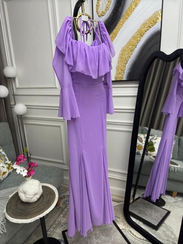 فستان سهره ناعم وانيق بلون موف