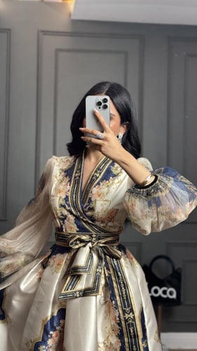 فستان ناعم مشجر لف ببرنت مميز من لوكا فاشن