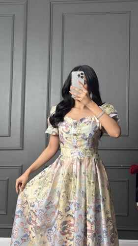 فستان العيد مشجر باكمام نص من لوكا فاشن