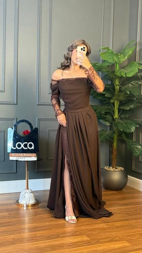 فستان سهره ناعم بلون الموكا من لوكا فاشن