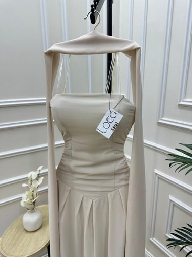 فستان ناعم بيج مع شال