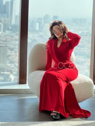 فستان احمر انيق بستايل مميز