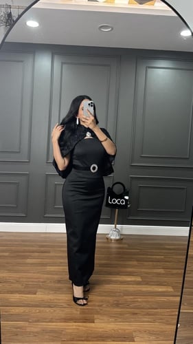 فستان قطعتين بلون اسود من لوكا فاشن