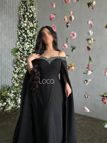 فستان سهره اسود مطرز يدويا