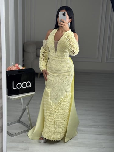 فستان سهره ليموني