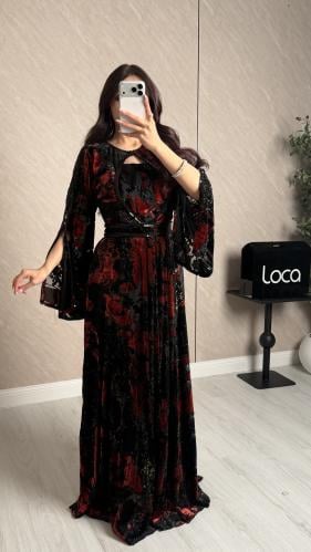 فستان ناعم بورد احمر