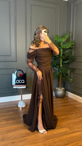 فستان سهره ناعم بلون الموكا من لوكا فاشن