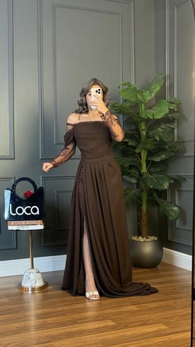 فستان سهره ناعم بلون الموكا من لوكا فاشن