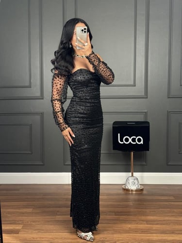 فستان سهره اسود مطرز