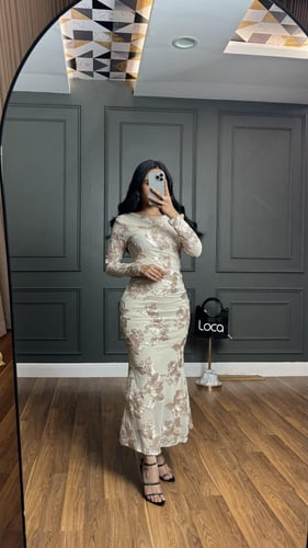 فستان العيد ماسك بلون بيج من براند لوكا فاشن