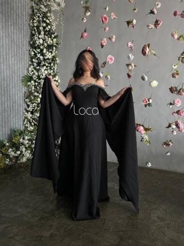 فستان سهره اسود مطرز يدويا