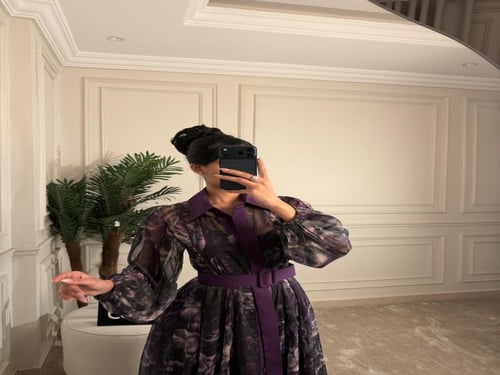 فستان ناعم مشحر من قطعتين