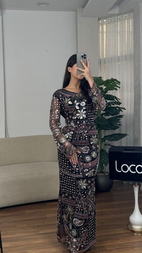 فستان سهره تطريز حذاب باكمام