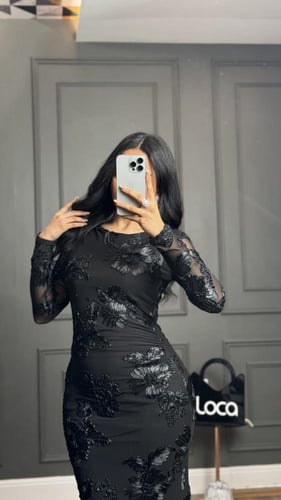 فستان ماسك بلون اسود ملكي من براند لوكا فاشن