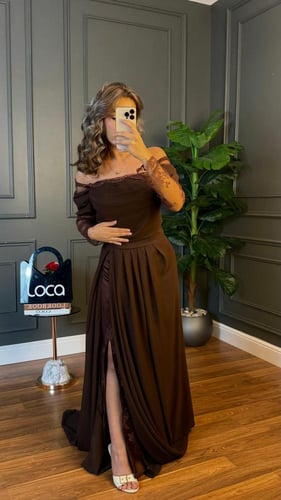 فستان سهره ناعم بلون الموكا من لوكا فاشن