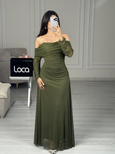 فستان سهره زيتي ناعم