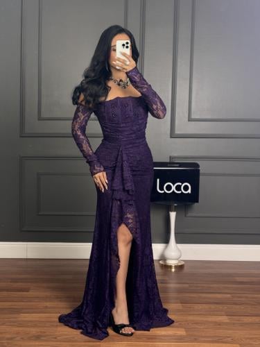 فستان سهره دانتيل ناعم موف