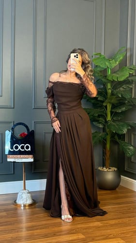 فستان سهره ناعم بلون الموكا من لوكا فاشن