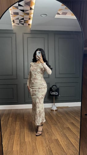 فستان العيد ماسك بلون بيج من براند لوكا فاشن