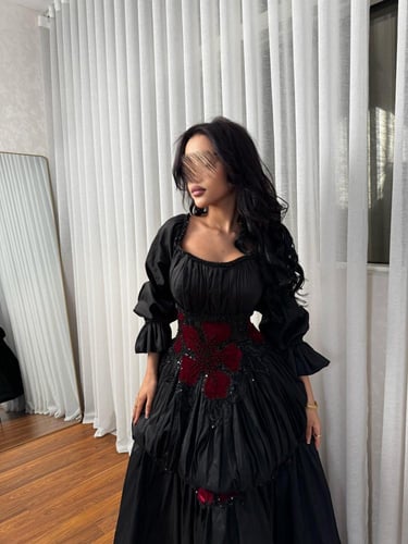 فستان سهره ميدي بلون اسود ملكي من لوكا فاشن