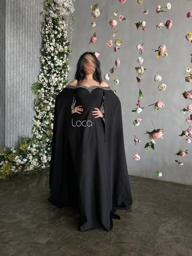 فستان سهره اسود مطرز يدويا