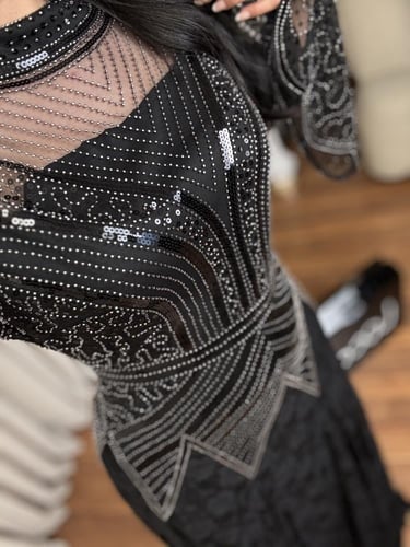 فستان سهره اسود تطريز راقي من لوكا فاشن