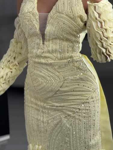 فستان سهره ليموني