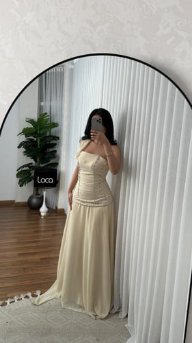 فستان سهره ناعم بيج