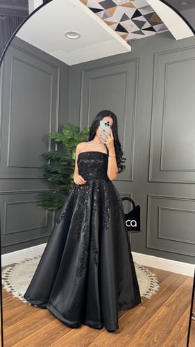 فستان سهره اسود بتطريز فخم من لوكا فاشن