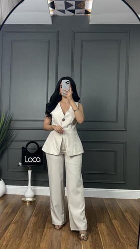 طقم رسمي كت باللون البيج من لوكا فاشن