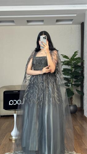 فستان سهره زيتي بتطريز مميز من لوكا فاشن