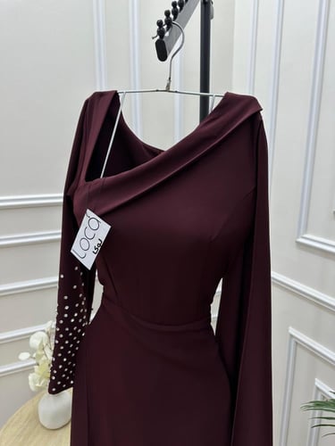 فستان سهره ناعم برغندي