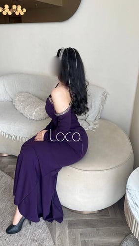 فستان ناعم موف كريب مميز بتطريز انيق