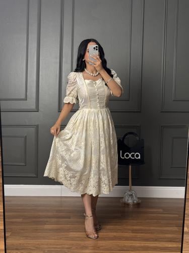 فستان ميدي نص كم من لوكا فاشن