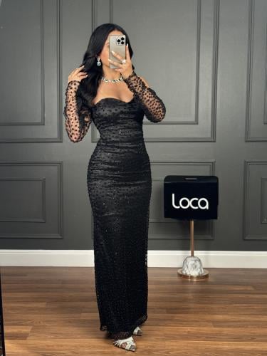 فستان سهره اسود مطرز