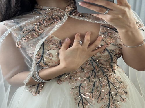 فستان سهره راقي تل مطرز