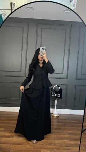 فستان انيق وساتر بلون اسود من لوكا فاشن