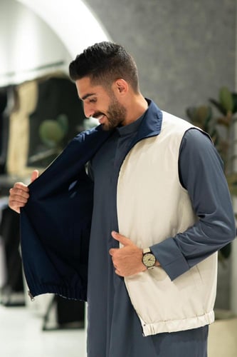 سديري وجهين - كحلي وبيج