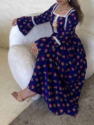 جلابية شالكي اصفر-ازرق