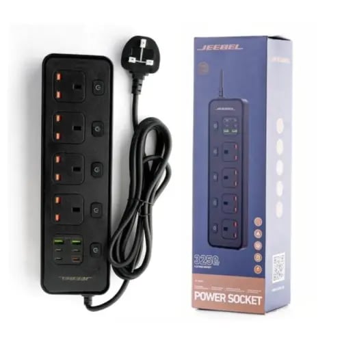 توصيلة كهرباء بسلك 5 متر أسود JEEBEL - JE327