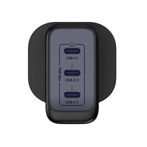 شاحن جداري 70 واط 3 منافذ بي دي أسود - JODA - MOBI...