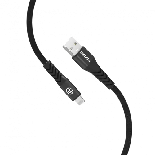 سلك شحن USB أيفون قماش أسود - PIECELL