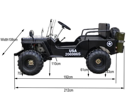 سيارة ميني جيب 4 عجلات 150CC - لون اسود -7 Mini Je...