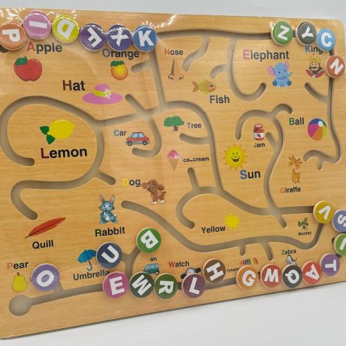 لعبة خشبية متاهة تتبع ومطابقة الحرف بالكلمة ( انجل...