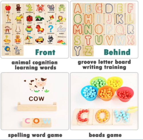 لعبة تعليمية خشبية تطابق الحروف والكلمات الانجليزي...