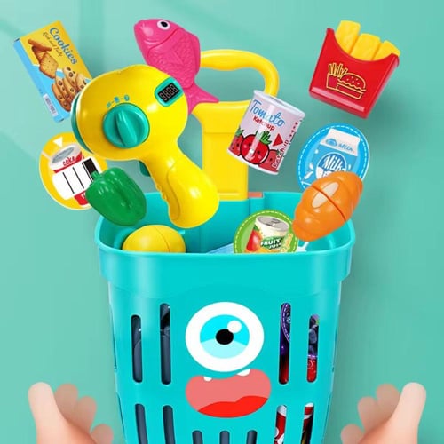 مجموعة لعب سلة السوبر ماركت مع جهاز الماسح الضوئي