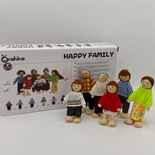 لعبة دمى خشبية عائلة ٦ شخصيات