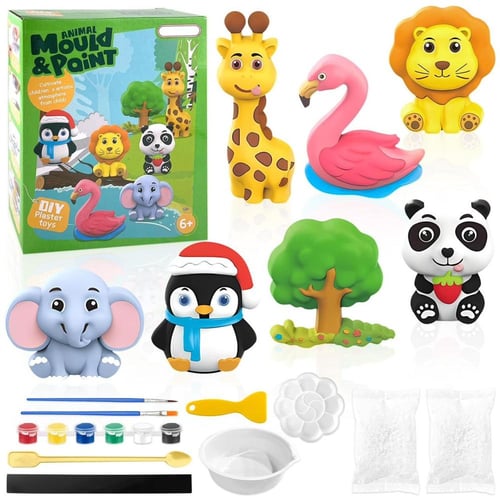 طقم أنشطة يدوية لصنع وتلوين الجبس بأشكال مختلفة