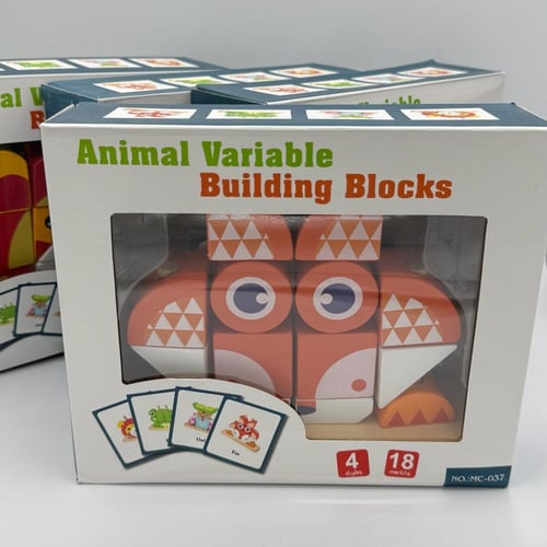 لعبة تعليمية خشبية بناء المكعبات لتكوين الشكل