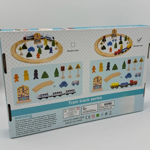 لعبة مسار القطار الخشبي والمدينة